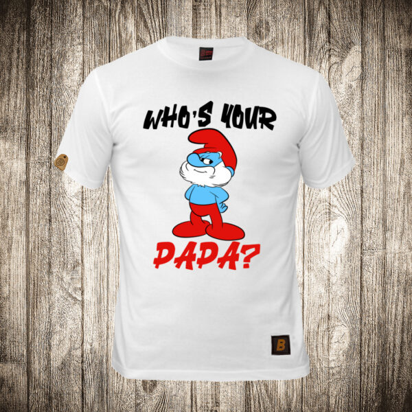 muska majica boja bela slika who is your papa veliki strumf