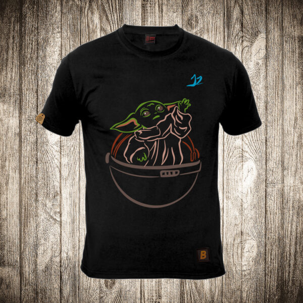 muska majica boja crna slika yoda i leptir star wars konture