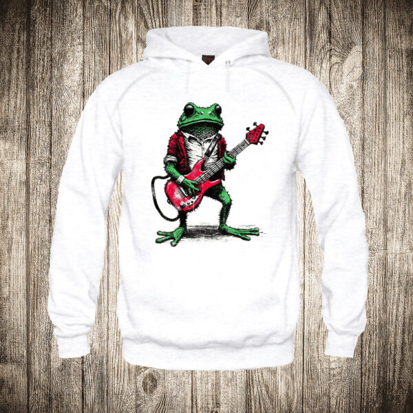 deciji duks boja bela slika zaba roker muzika gitara