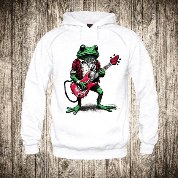 duks sa kapuljacom boja bela slika zaba roker muzika gitara